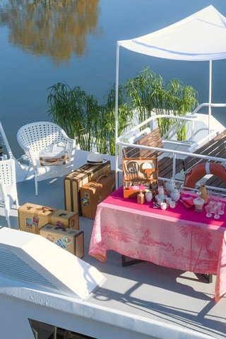 Toalha de mesa em linho Croisière sur le Nil - Rosa