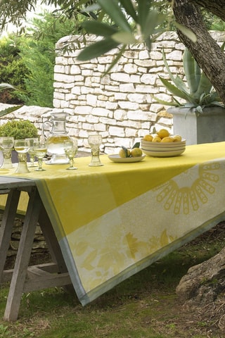 Toalha de mesa em linho Jardin d'Orient - Amarelo