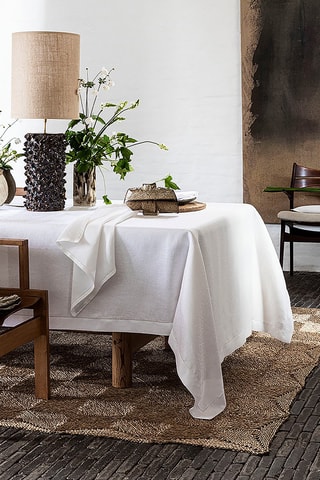 Toalha de mesa em linho Portofino Fiori - Branco
