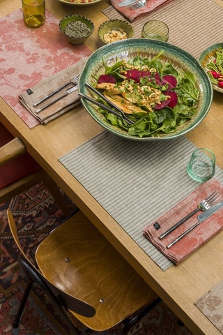 4 individuais de mesa em linho Casual Ethnic - Rosa - 45 x 35 cm