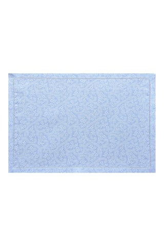 4 individuais de mesa em linho Portofino Fiori - Azul-celeste - 50 x 36 cm