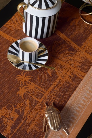 4 individuais de mesa em linho Croisière sur le Nil - Laranja - 50 x 36 cm