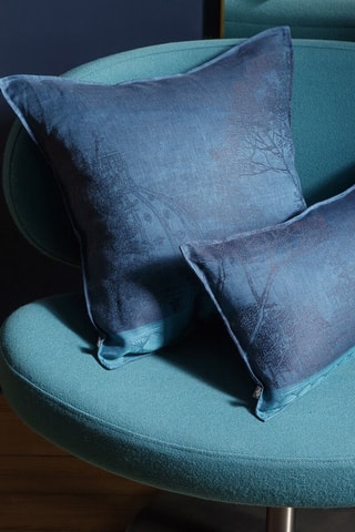 Capa de almofada em linho Symphonie Baroque - Azul - 48 x 27 cm
