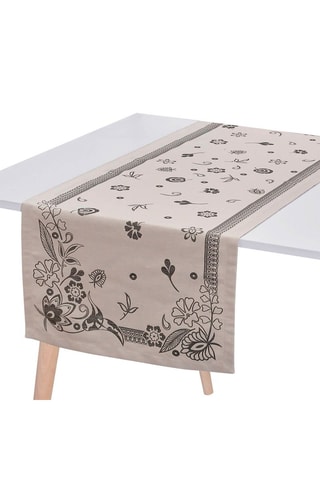 Caminho de mesa em linho Haute couture Bege - 50 x 150 cm