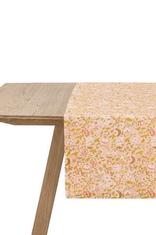 Caminho de mesa em linho Bohème - Bege e rosa - 150 x 50 cm