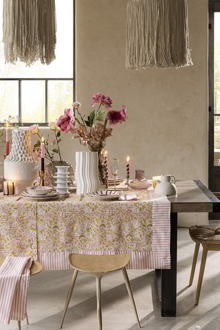 Toalha de mesa quadrada em linho Bohème - Bege - 150 x 150 cm
