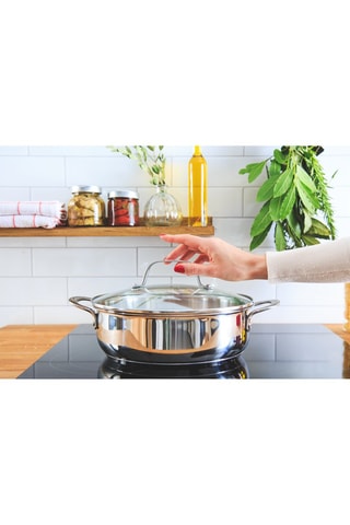 Roestvrijstalen Wokpan en Deksel 18/10 Evelia - 32 cm 
