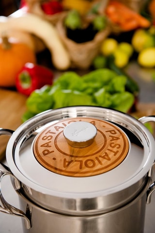 Roestvrijstalen Kookpot 18/10 met Kersenhouten Deksel Emozione Pastaiola® - 20 cm - 5,4 l