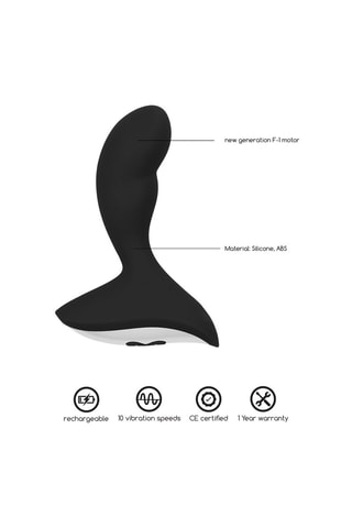 Plug anal vibrant Geron - Noir - 14,1 cm