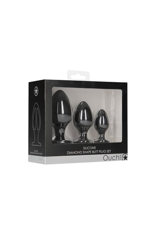 3 plugs anaux Noir - 5,2 / 6,6 / 8,3 cm