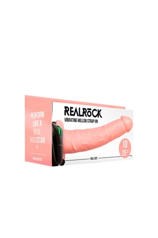 Godemiché réaliste ceinture vibrant RealRock by Shots - Beige - 24,5 cm