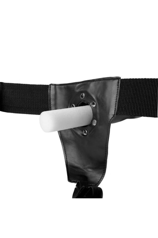 Godemiché ceinture courbé et texturé Hollow - Noir - 20 cm