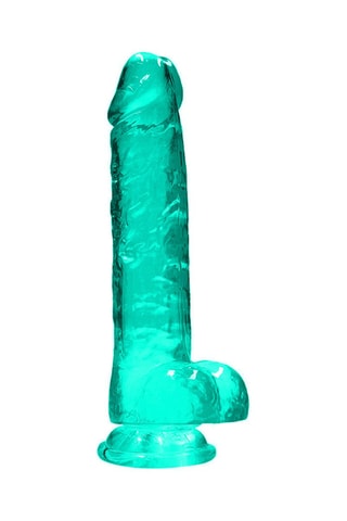 Godemiché RealRock Crystal Clear - Turquoise - 16 cm