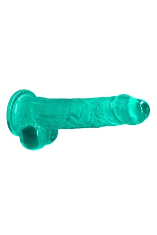 Godemiché RealRock Crystal Clear - Turquoise - 16 cm