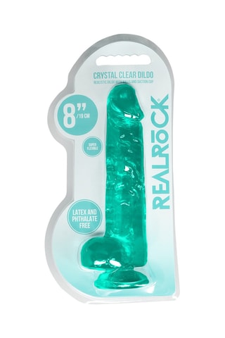 Godemiché RealRock Crystal Clear - Turquoise - 16 cm