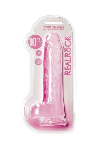 Godemiché RealRock Crystal Clear - Rose - 25,4 cm