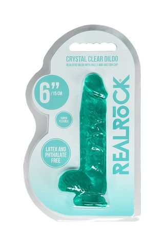 Godemiché réaliste Crystal Clear - Turquoise - 15 cm