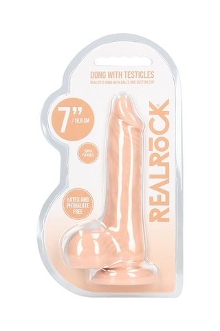Godemiché avec testicules Beige - 17 cm