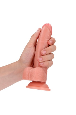 Godemiché réaliste avec testicules RealRock by Shots - Beige - 15 cm