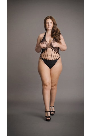 Body string Strappy Lace Teddy - Noir