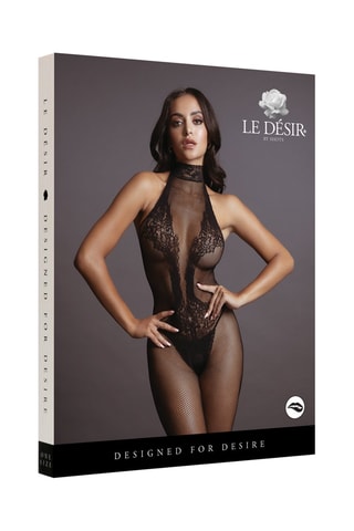 Combinaison ouverte Fishnet and Lace Bodystocking - Noir