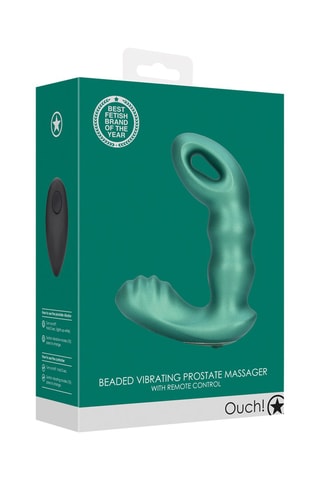Stimulateur prostate courbé télécommandé en silicone - Vert métallisé - 10,3 cm