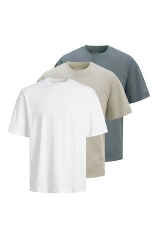 3 t-shirts - Beige, gris et blanc