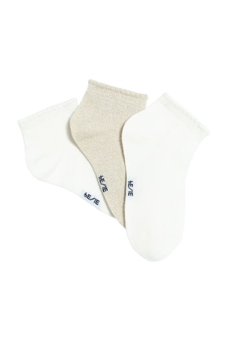 3 paires de chaussettes - Blanc et beige - Okaïdi