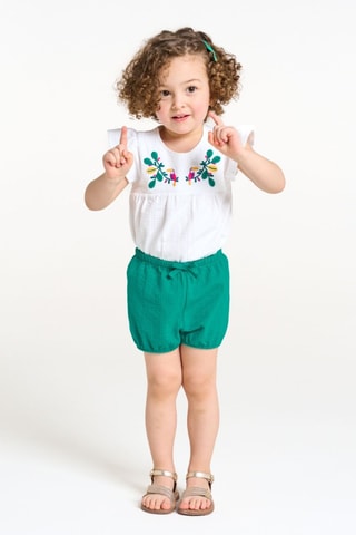 T-shirt e bloomer - Branco e verde - Obaïbi