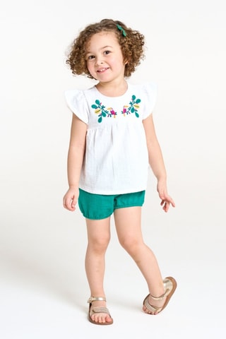 T-shirt e bloomer - Branco e verde - Obaïbi
