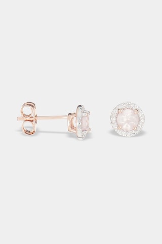 Brincos Popi Ouro rosa, quartzo e diamante