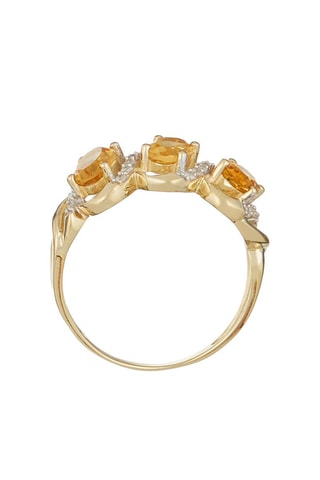 Anel Aklan  Ouro amarelo, diamantes e citrinos