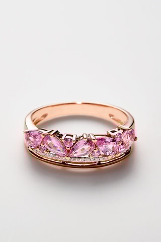 Anel Pétalos de Flor Ouro rosa, diamantes e safiras