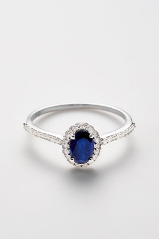 Anel Courtoisie Ouro branco, diamantes e safira