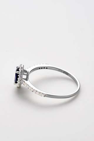 Anel Courtoisie Ouro branco, diamantes e safira