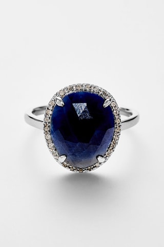 Anel Bermudes nouvelles Ouro branco, diamantes e safira