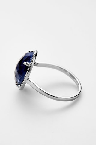 Anel Bermudes nouvelles Ouro branco, diamantes e safira