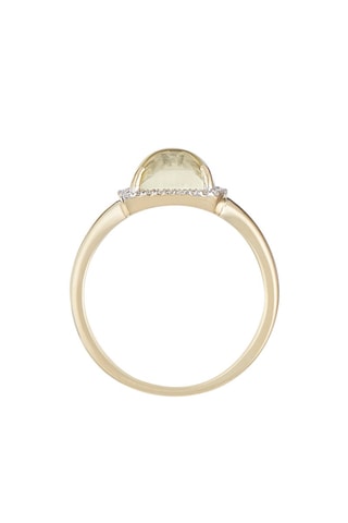 Anel Lemon Square  Ouro amarelo, diamantes e lemon quartzo