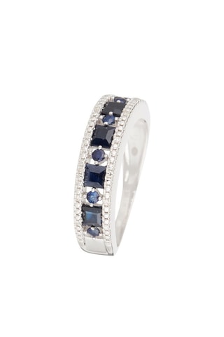 Anel Surat Ouro branco, diamantes e safira