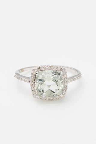 Anel Rio Grande Ouro branco, diamantes e ametista verde