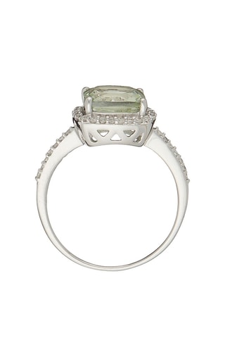 Anel Rio Grande Ouro branco, diamantes e ametista verde