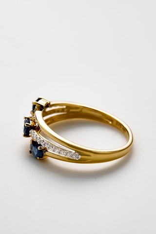Anel Trio de Saphir Ouro amarelo, diamantes e safiras