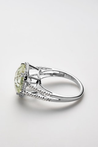 Anel Divine Améthyste Verte - Ouro branco, diamantes e ametista