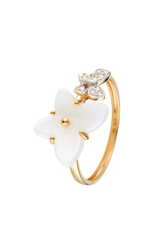 Anel Nasia  Ouro amarelo, cerâmica e diamantes