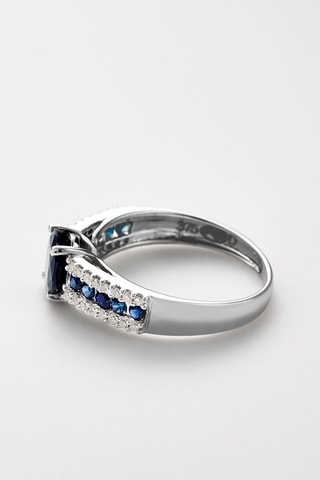 Anel Reine Océane  Ouro branco, diamantes e safiras