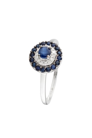 Anel Talia Ouro branco, diamantes e safiras