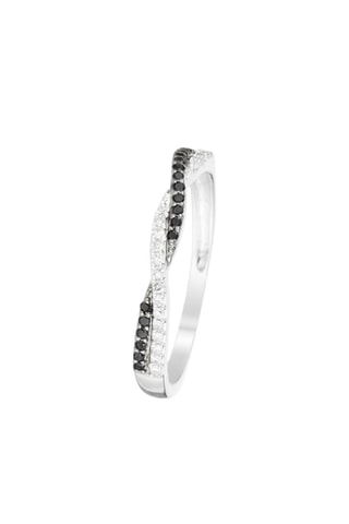 Anel preto e branco Ouro branco, diamantes brancos e pretos