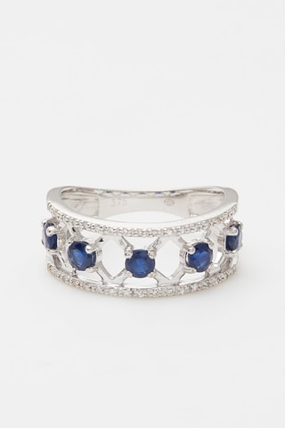 Anel Lady Blue Ouro branco, safiras e diamantes