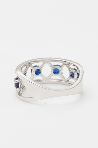 Anel Lady Blue Ouro branco, safiras e diamantes