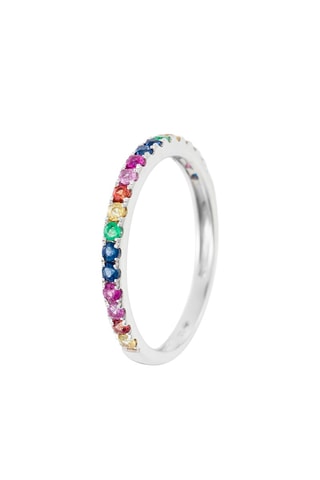 Anel Colorful love - Ouro branco, esmeraldas, rubis e safiras